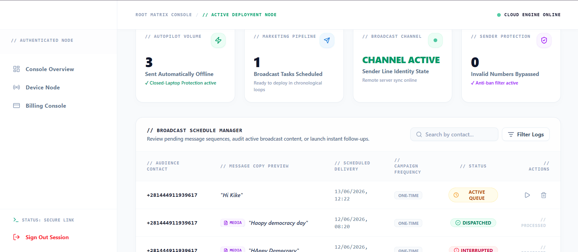 WA Cloud Worker Main Cloud Operations Dashboard